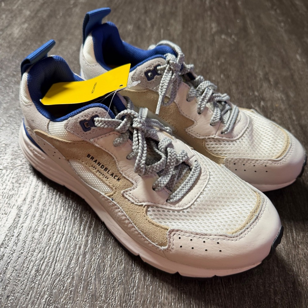 Brandblack Saga Sneakers Mens 7 White Tan Blue Leather Mesh Vibramm